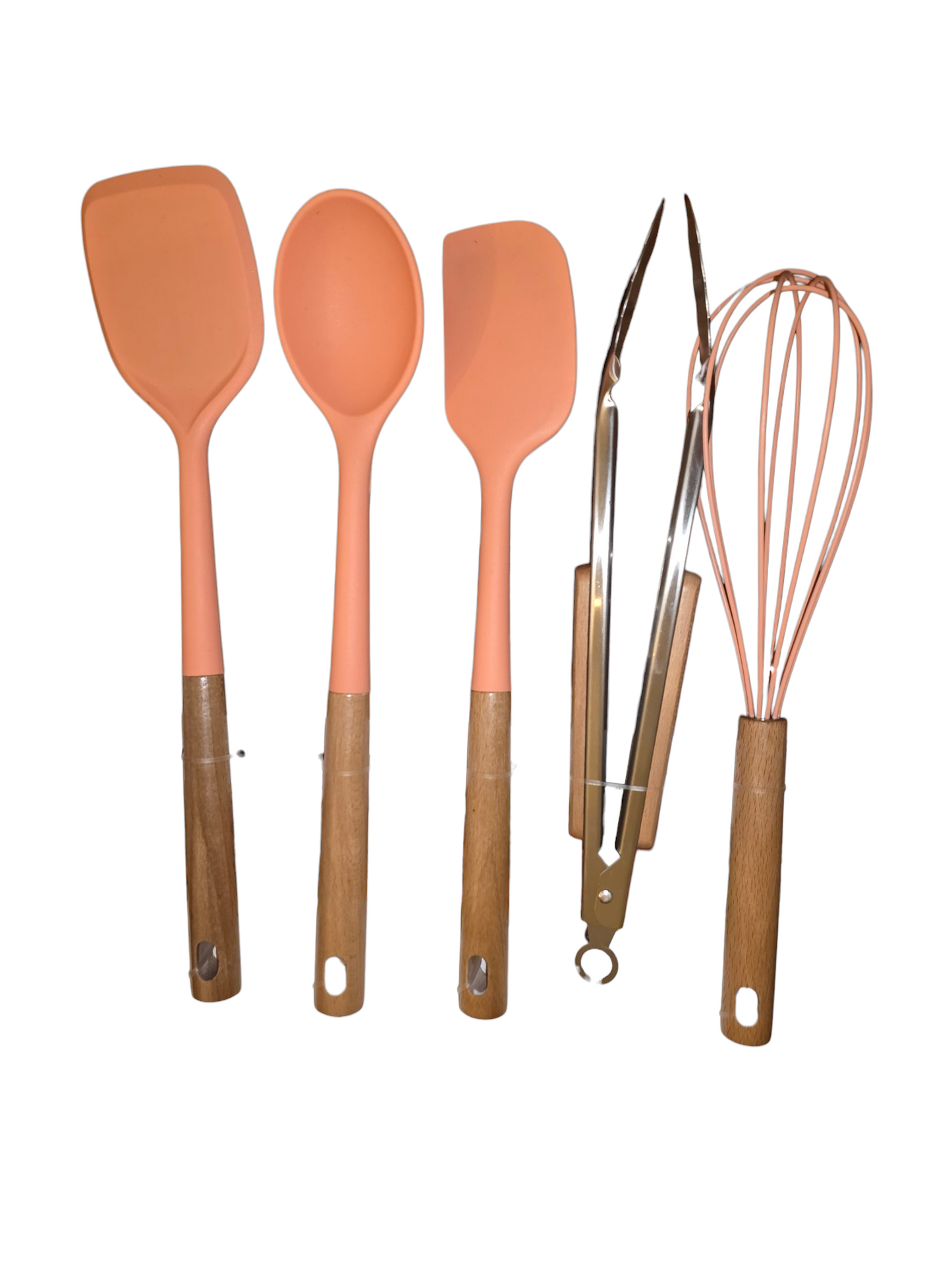 Personalized Silicone & Wood Kitchen Utensil Set – 5-Piece | Custom Engraved for $25