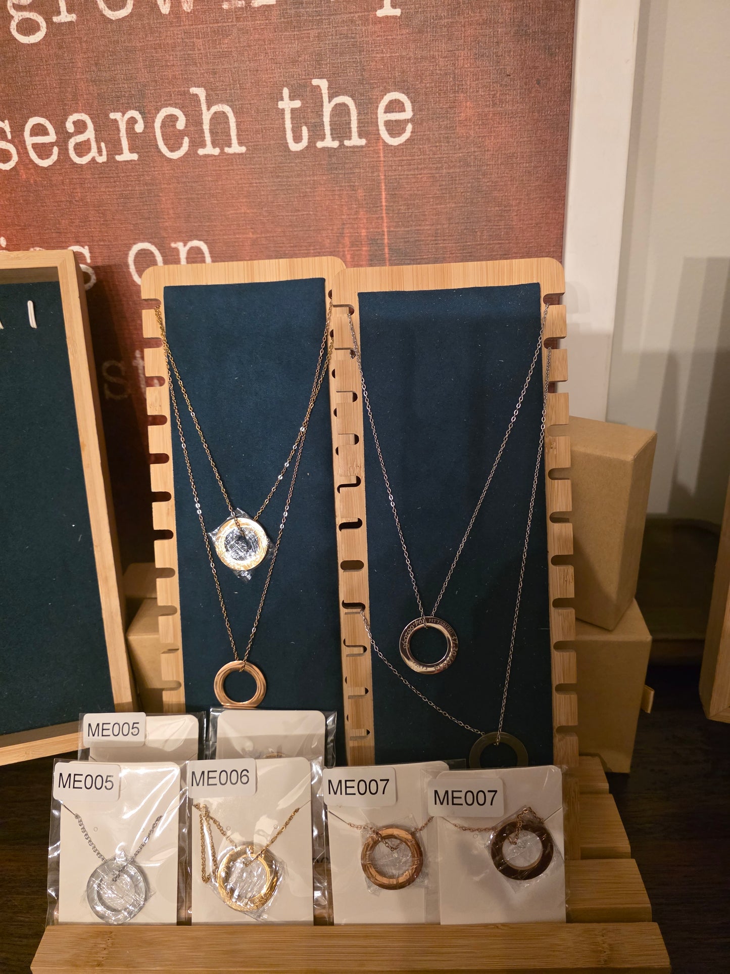 Personalized Stainless Steel Round Open Centrr Necklace 3 colors