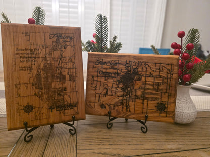 Custom City Street Map – Personalized Wood Engraved Gift