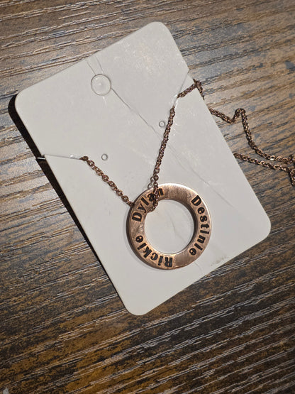 Personalized Stainless Steel Round Open Center Donut Necklace 3 colors