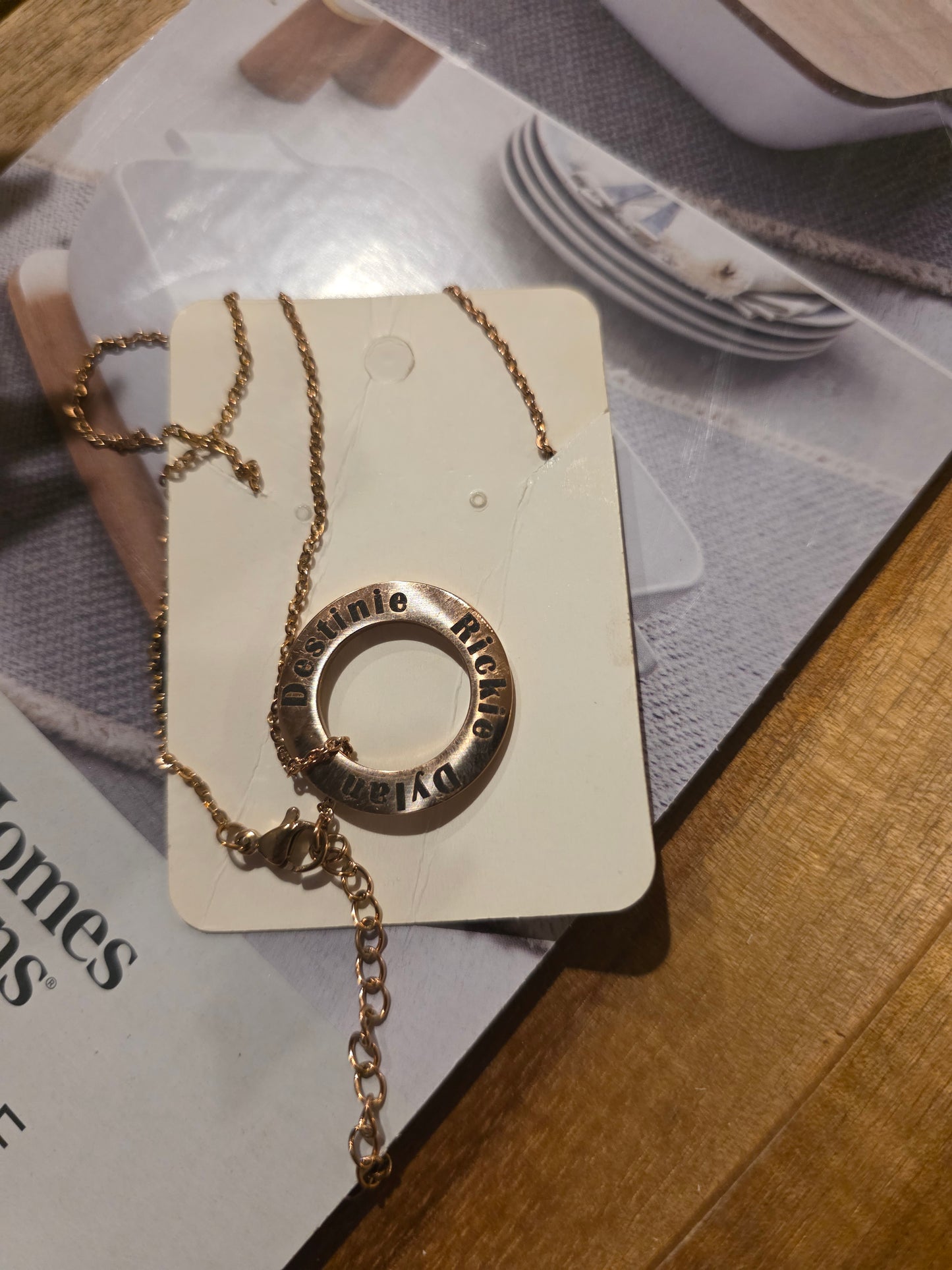 Personalized Stainless Steel Round Open Centrr Necklace 3 colors