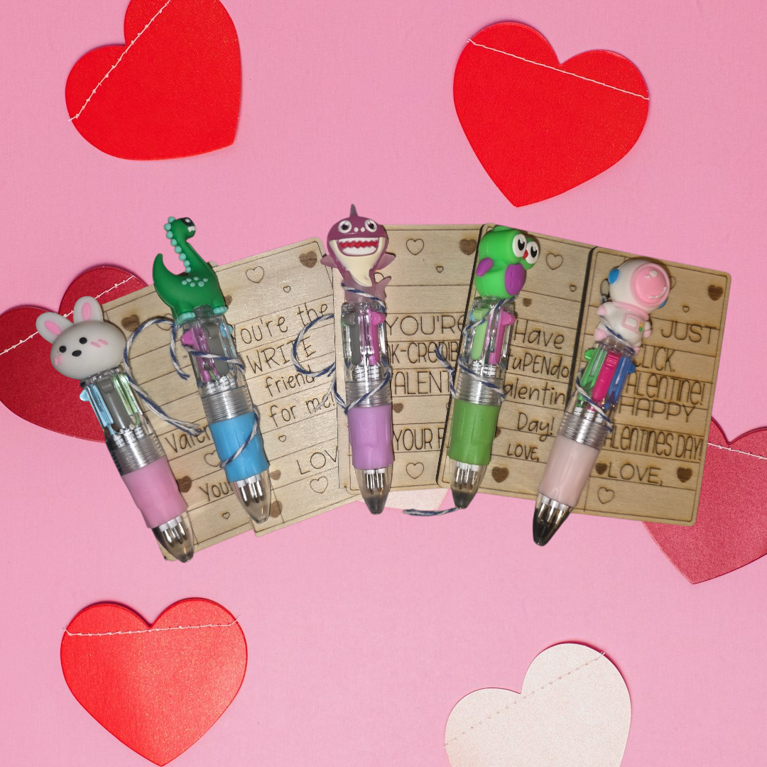 Multicolor Pen Valentine with Wooden Note
