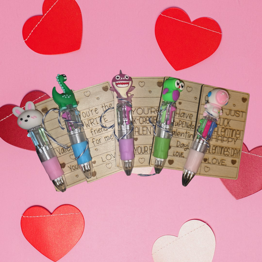 Multicolor Pen Valentine with Wooden Note
