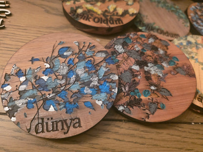 Vines and Leaves unisex Baby Milestone Discs: 3D Wooden Photo Props