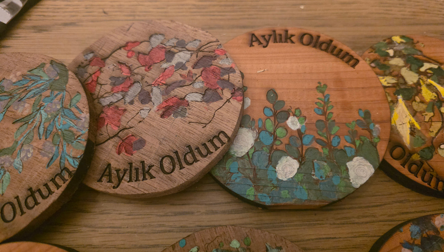 Vines and Leaves unisex Baby Milestone Discs: 3D Wooden Photo Props