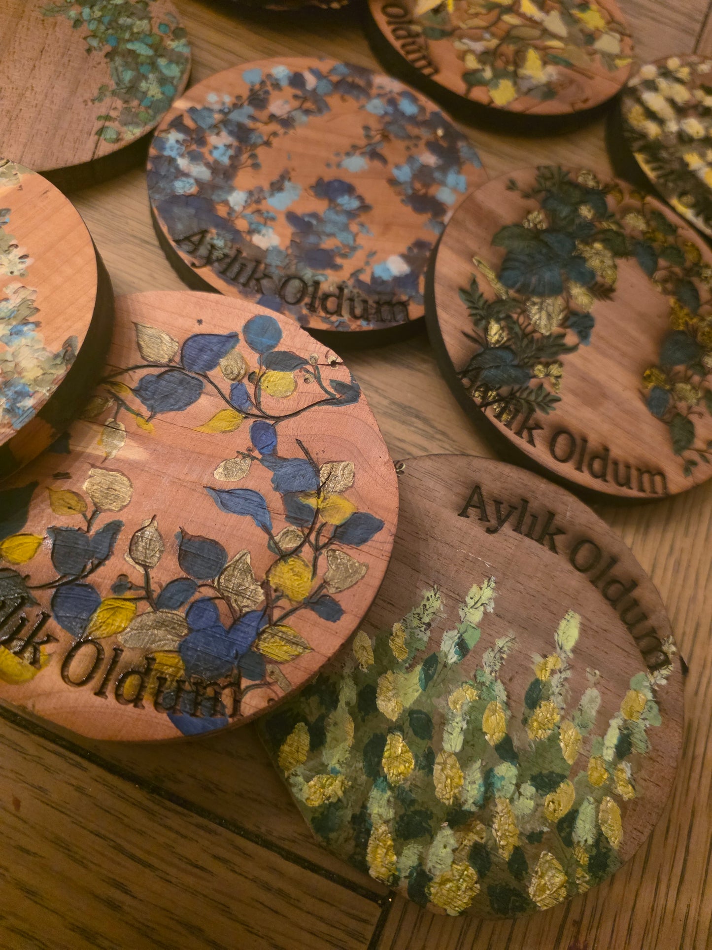 Vines and Leaves unisex Baby Milestone Discs: 3D Wooden Photo Props