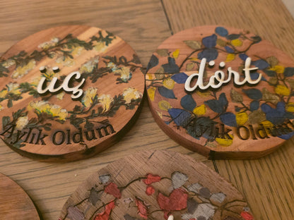 Vines and Leaves unisex Baby Milestone Discs: 3D Wooden Photo Props