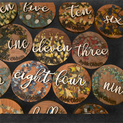 Vines and Leaves unisex Baby Milestone Discs: 3D Wooden Photo Props