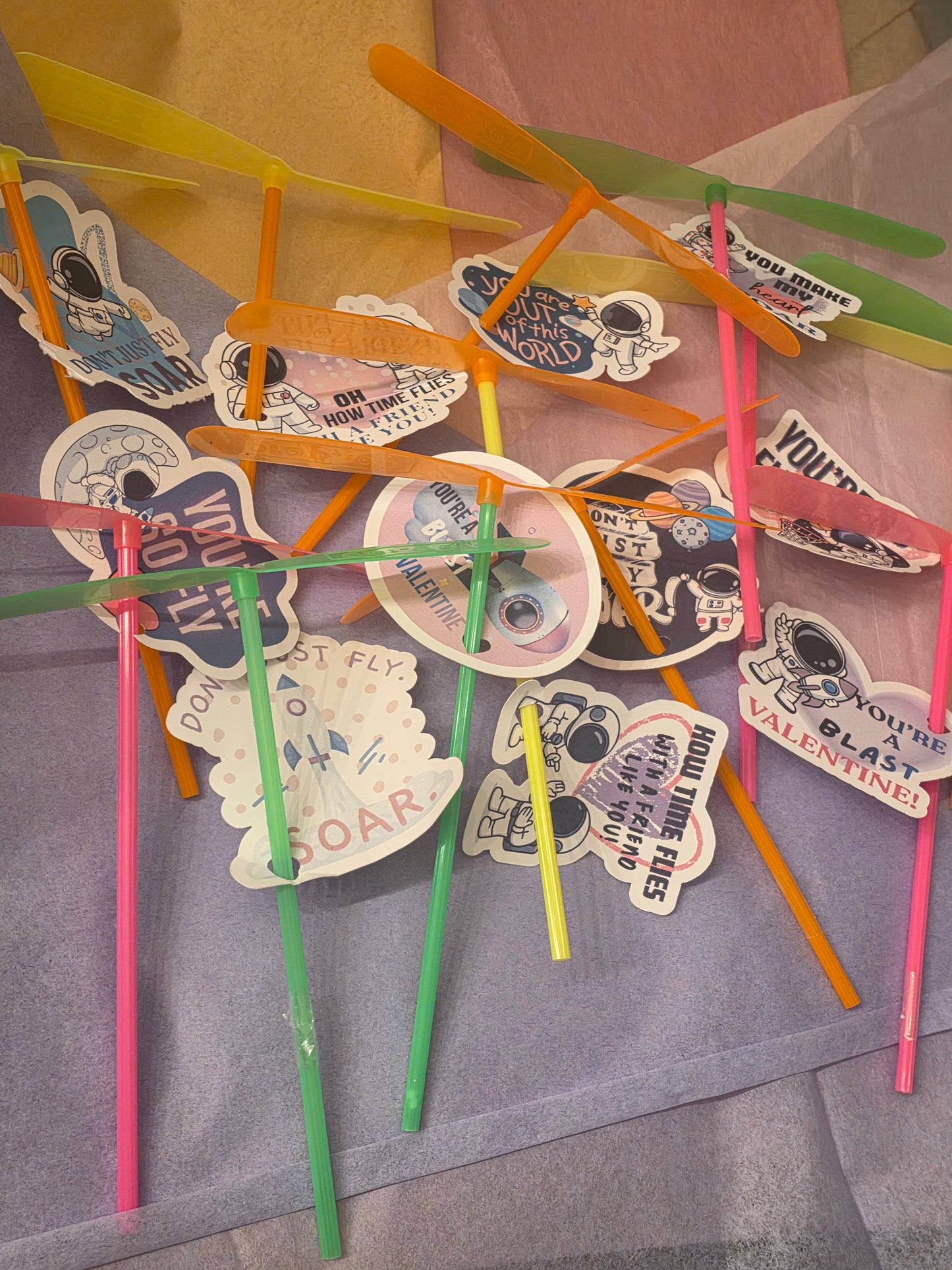 Space-Themed Flying Prop-Top Valentine's Day Cards –