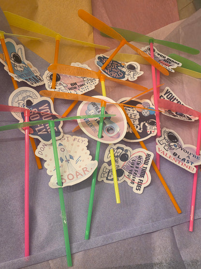 Space-Themed Flying Prop-Top Valentine's Day Cards –