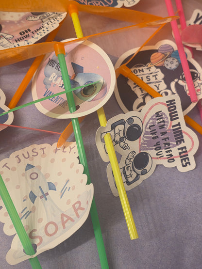 Space-Themed Flying Prop-Top Valentine's Day Cards –