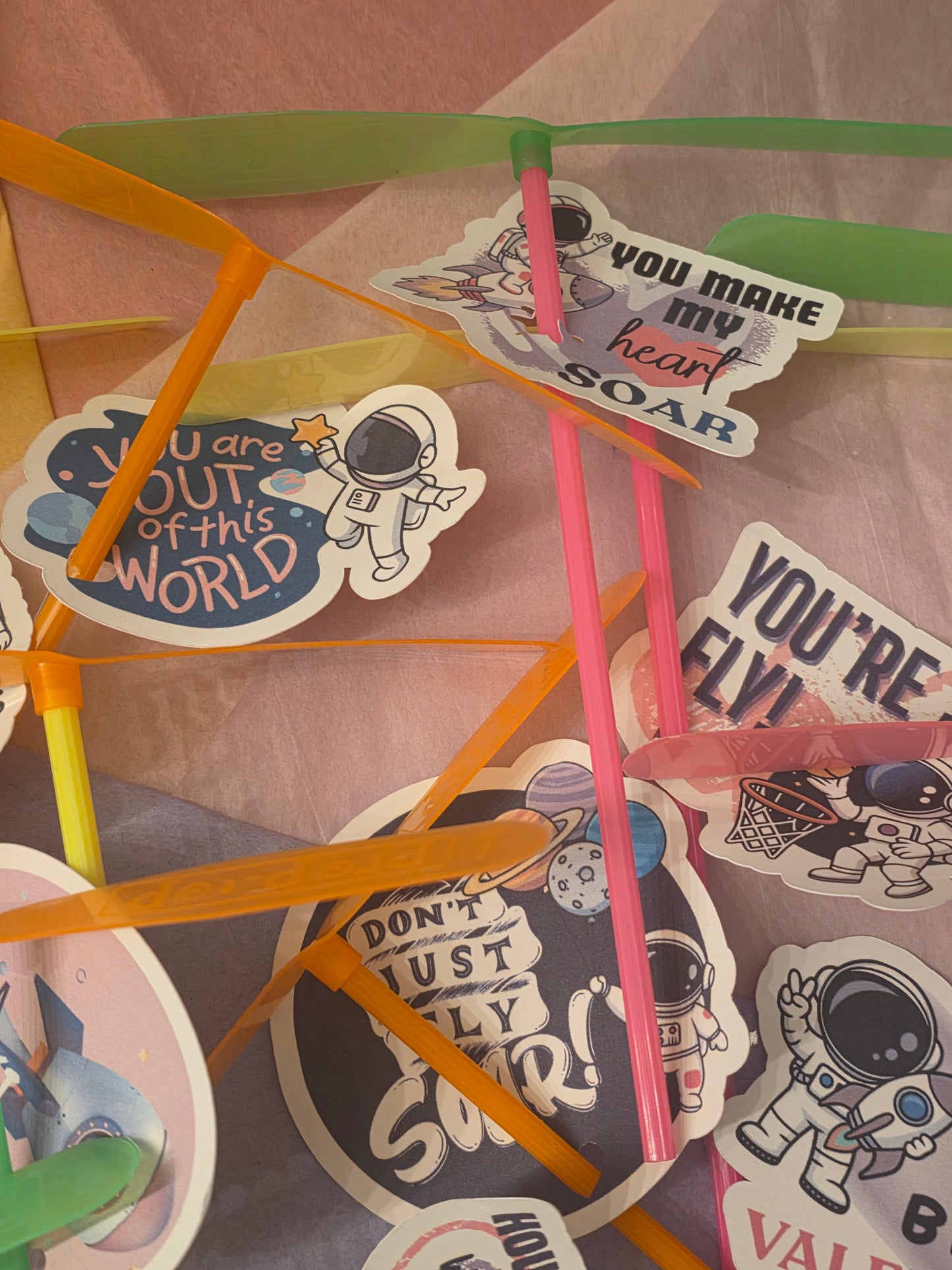 Space-Themed Flying Prop-Top Valentine's Day Cards –