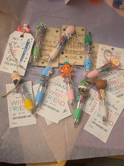 Multicolor Pen Valentine with Wooden Note
