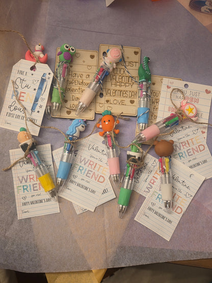 Multicolor Pen Valentine with Wooden Note