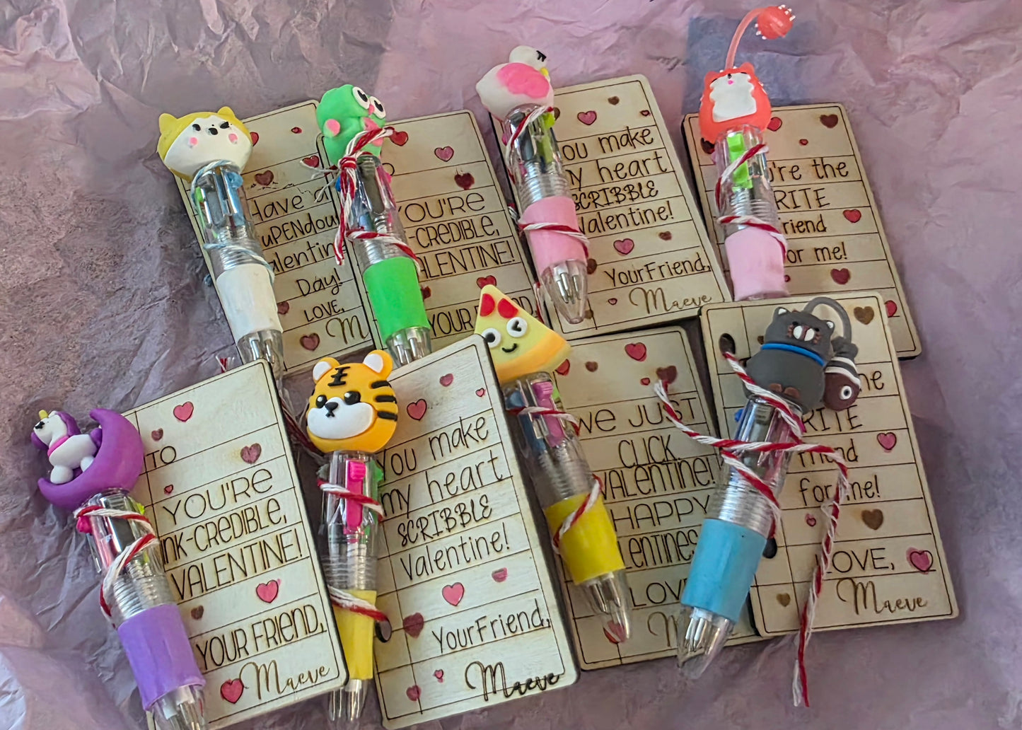 Multicolor Pen Valentine with Wooden Note