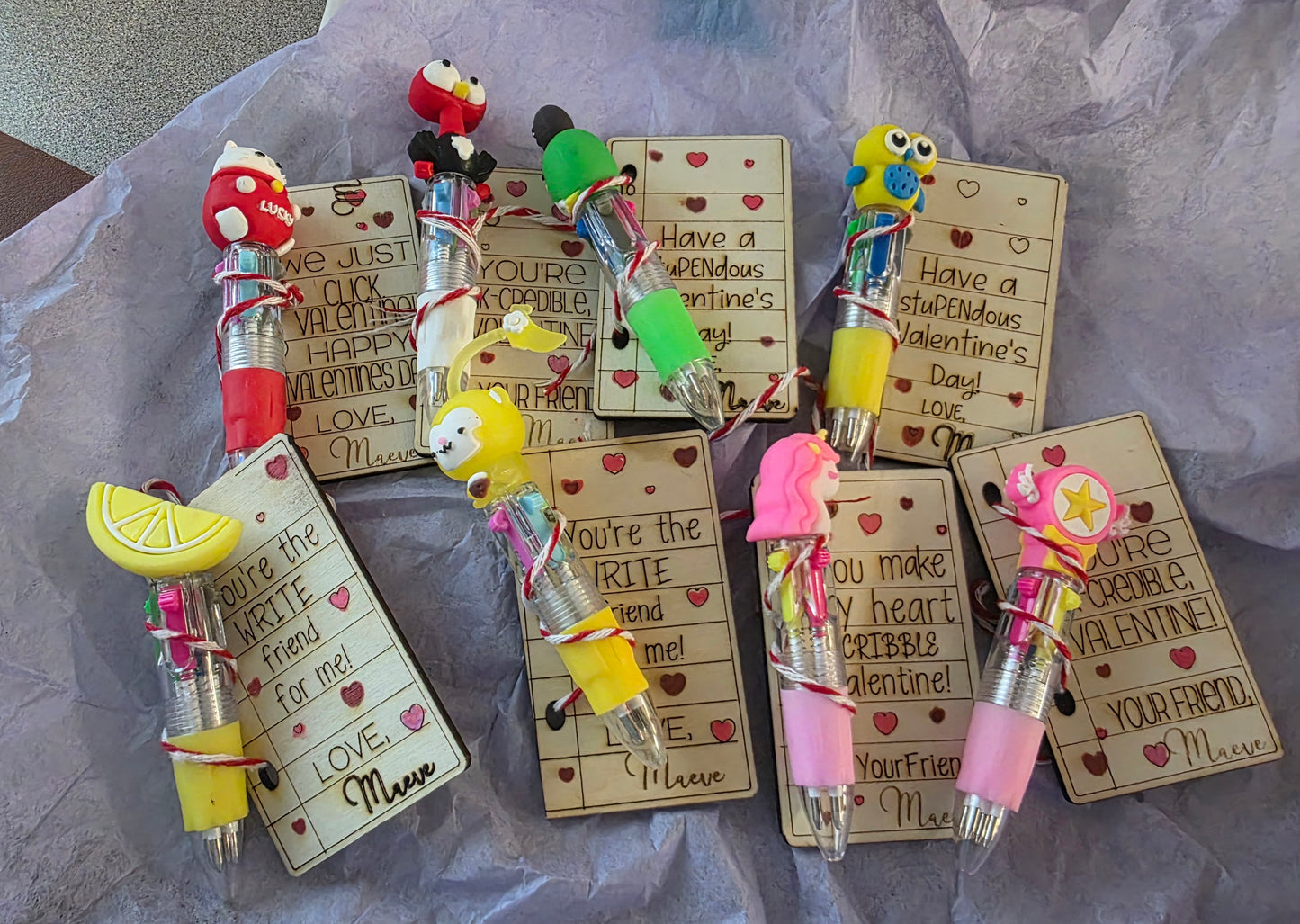 Multicolor Pen Valentine with Wooden Note