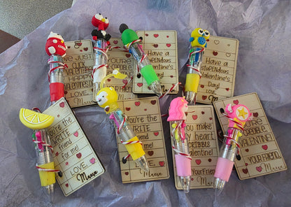 Multicolor Pen Valentine with Wooden Note