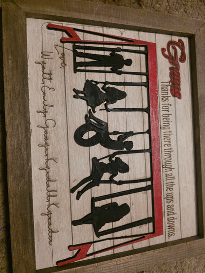 Personalized Swing Set Sign for Mom | Custom Kids Silhouette Frame | Mother’s Day Gift for Grandma | Grandkids Swing Art | Family Name Sign