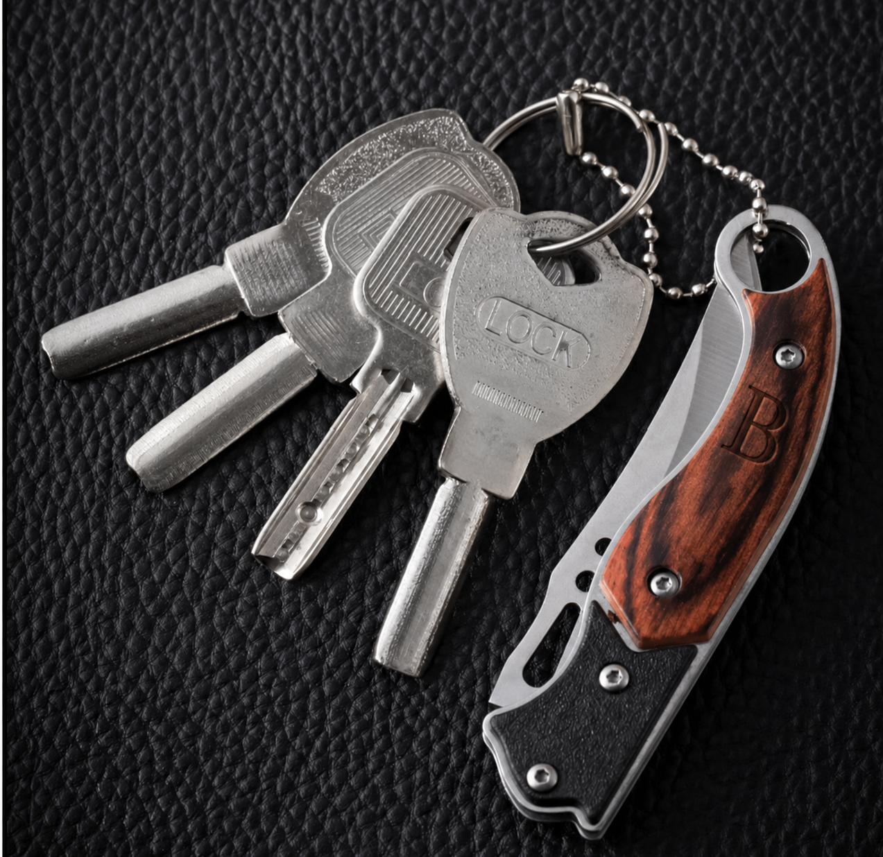 Personalized Mini Keychain Knife, Custom Engraved Small Pocket Knife for Papa, Handheld Wood Micro Folding Knife, Tiny Everyday Carry Gift