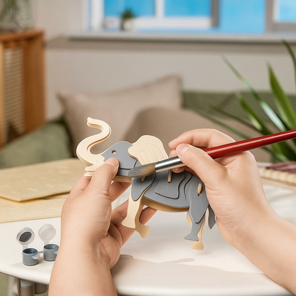 Wild animal Build and Paint Set: DIY wooden Craft Decor Gift for kids