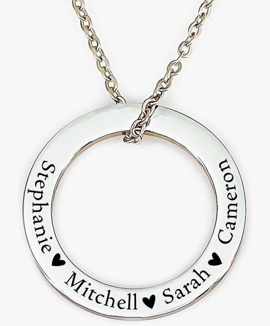 Personalized Stainless Steel Round Open Centrr Necklace 3 colors