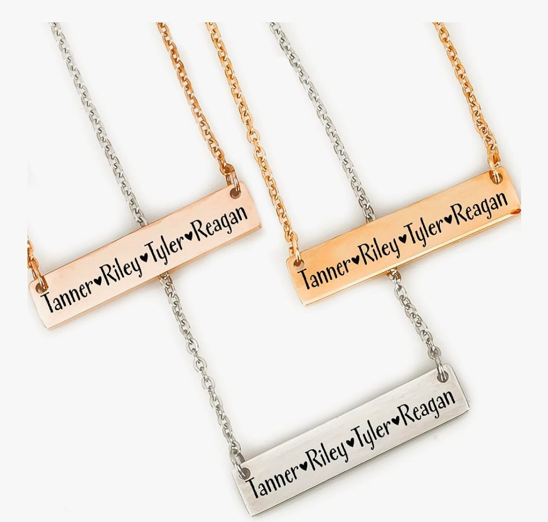 Personalized Stainless Steel Bar Necklace 3 colors