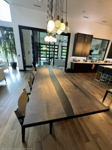 Custom Walnut Epoxy Coffee Table - Black Resin River Table with Metal Legs,
