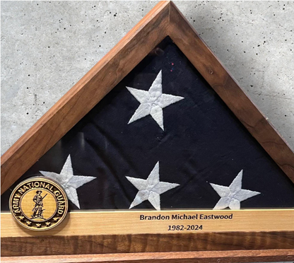 Personalized Memorial Folded Flag Case - Custom Engraved Military Tribute Display Box for Keepsake & Veteran Flags
