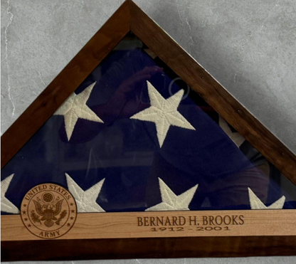 Personalized Memorial Folded Flag Case - Custom Engraved Military Tribute Display Box for Keepsake & Veteran Flags