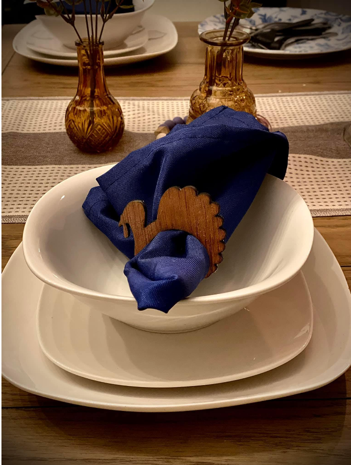 Wooden Napkin Rings | Reindeer or Turkey | Holiday Table Decor | Laser Cut Rustic Farmhouse Style | Thanksgiving & Christmas Dinner Accents