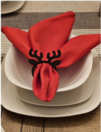 Wooden Napkin Rings | Reindeer or Turkey | Holiday Table Decor | Laser Cut Rustic Farmhouse Style | Thanksgiving & Christmas Dinner Accents
