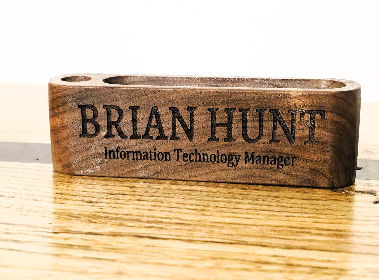Personalized Wooden Business Card Holder: Custom Engraved Desk Accessory