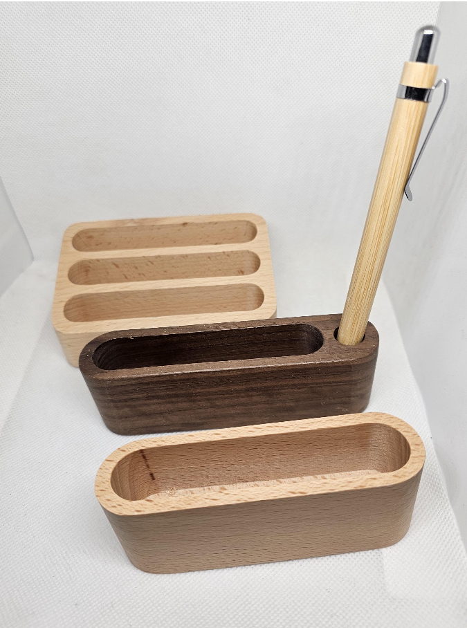 Personalized Wooden Business Card Holder: Custom Engraved Desk Accessory