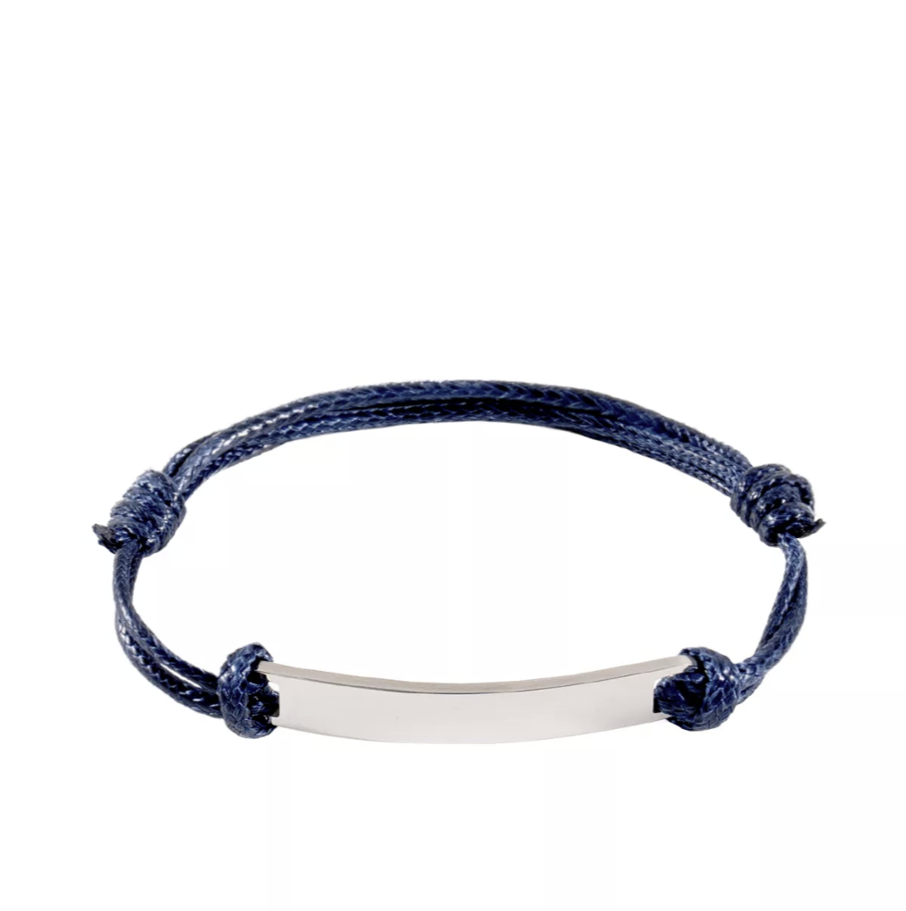 Leather Bracelet With Stainless Steel Tag