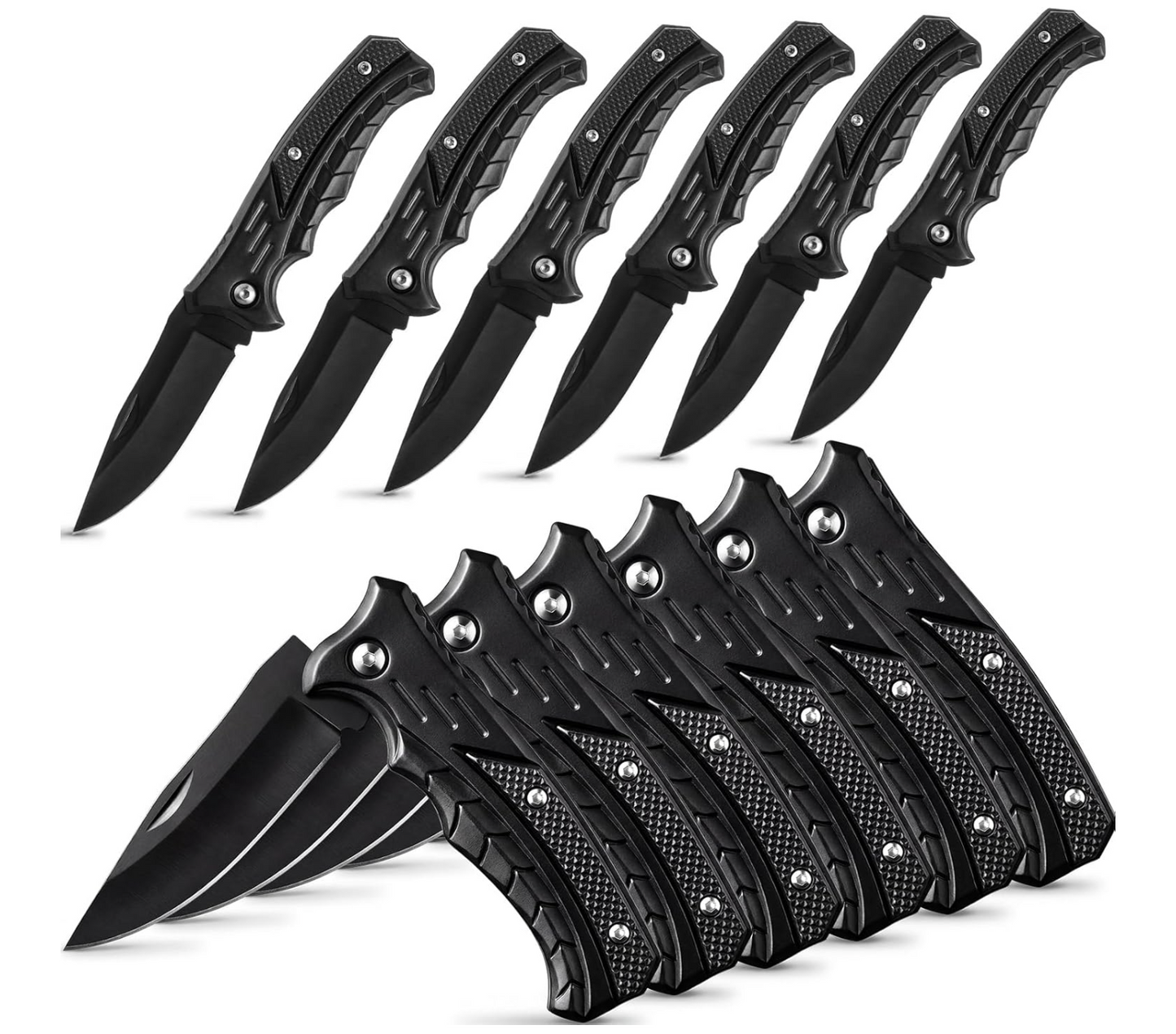 Tactical All-Black Engraved Pocket Knife - Custom "HUNT" Silver-Marked Stainless Steel Blade