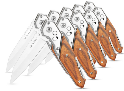 Custom Engraved "Best Dad" Wooden Pocket Knife - Personalized Groomsmen & Father's Day Gift