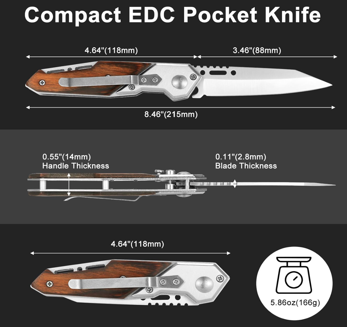 Custom Engraved "Best Dad" Wooden Pocket Knife - Personalized Groomsmen & Father's Day Gift
