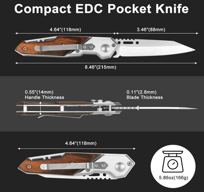 Custom Engraved "Best Dad" Wooden Pocket Knife - Personalized Groomsmen & Father's Day Gift
