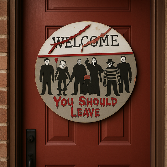 Haunted Entryway | Spooky Front Door Hanger for Halloween Decor | Welcome sign