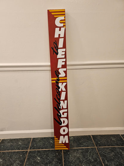 Welcome Sign KC Chiefs Porch Leaner with 5 Design Options & 3 Sizes – Football Home Decor, Outdoor Welcome Gift