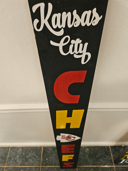 Welcome Sign KC Chiefs Porch Leaner with 5 Design Options & 3 Sizes – Football Home Decor, Outdoor Welcome Gift