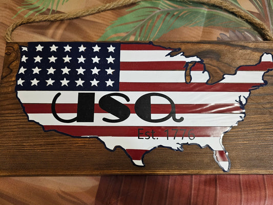 Patriotic USA Barn Wood Sign - 4th of July
