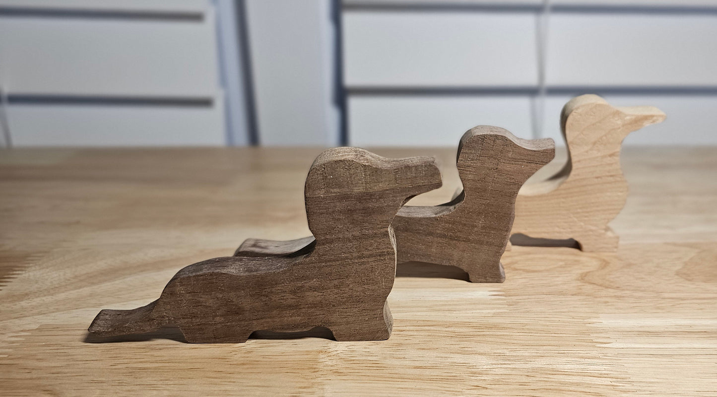 Dachshund figureine Hand Carved Wooden Collectible Wiener Dog Memorabilia