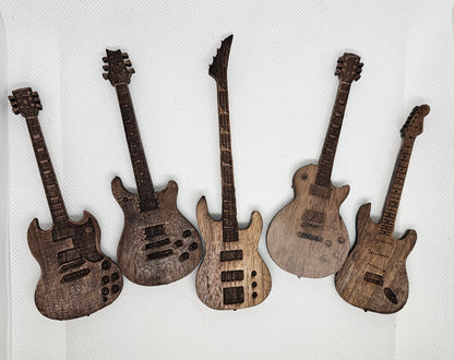 Custom Wooden 8 inch Guitar Model with stand Guitar in Walnut, Personalize it, Collectible Memorabilia Gift for Musicians Bass Guitar Player
