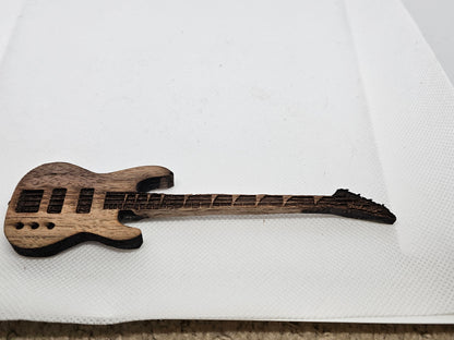 Custom Wooden 8 inch Guitar Model with stand Guitar in Walnut, Personalize it, Collectible Memorabilia Gift for Musicians Bass Guitar Player