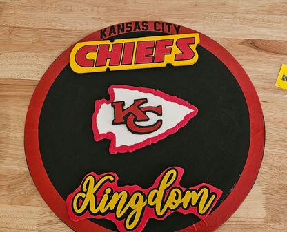 Kansas City Chiefs Door Hanger Decor - Hand Painted Wooden Sign, Football Fan Gift, Team Spirit Home Wall Art