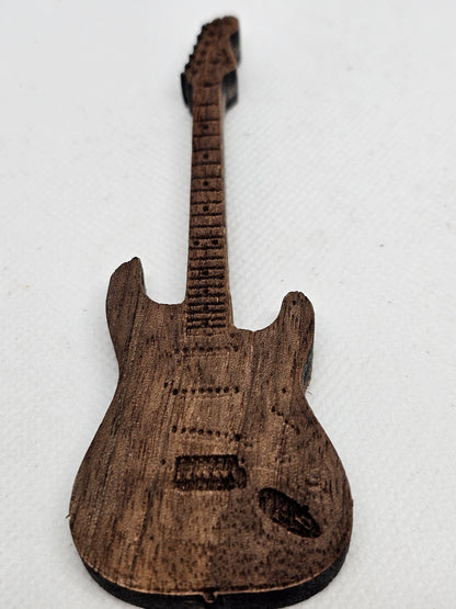 Custom Wooden 8 inch Guitar Model with stand Guitar in Walnut, Personalize it, Collectible Memorabilia Gift for Musicians Bass Guitar Player