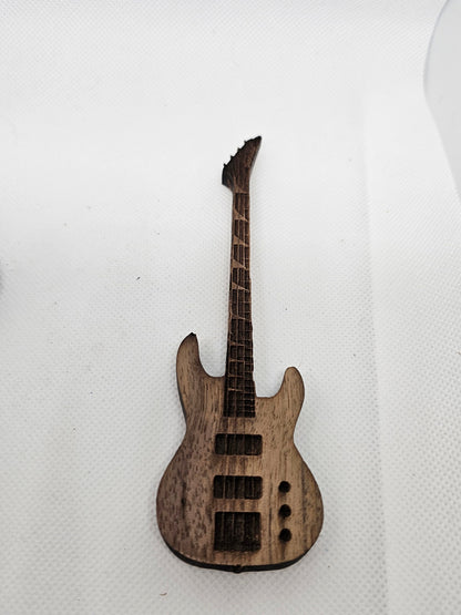 Custom Wooden 8 inch Guitar Model with stand Guitar in Walnut, Personalize it, Collectible Memorabilia Gift for Musicians Bass Guitar Player