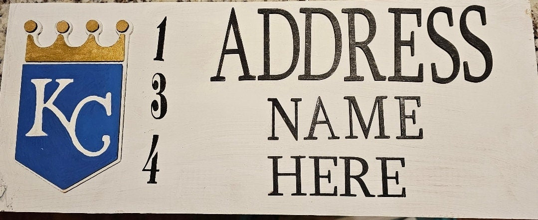 Custom Kansas City Royals House Number Sign Address Sign Wooden Porch Sign 8 inch by 18 inch