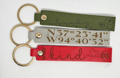 Personalized Leather Keychain,  Faux Leather 5 inch Keychain great gift for men or women